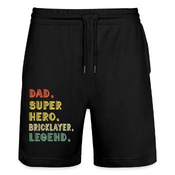 Vintage Papa Held Maurer Legende Vatertag - Stanley/Stella Unisex Bio Joggingshorts Trainer  - Schwarz - Vorne - Nik (191cm) & Marisol (170cm)