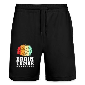 Brain Tumor Tumor Brain Cancer Survivor - Stanley/Stella Trainer Unisex Organic Jogging Shorts - black - Front - Nik (191cm) & Marisol (170cm)