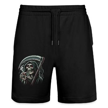 The Intoxicated Grim Reaper in the Moonlight - Stanley/Stella Trainer Unisex Organic Jogging Shorts - black - Front - Nik (191cm) & Marisol (170cm)