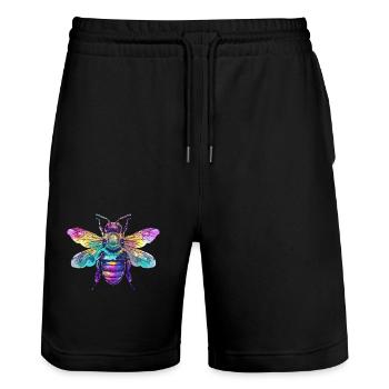 Bunte Biene mit Regenbogenflügeln - Stanley/Stella Unisex Bio Joggingshorts Trainer  - Schwarz - Vorne - Nik (191cm) & Marisol (170cm)
