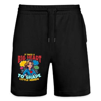 School Counselor It Takes A Big Heart Social Work - Stanley/Stella Unisex Bio Joggingshorts Trainer  - Schwarz - Vorne - Nik (191cm) & Marisol (170cm)
