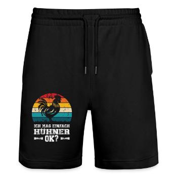 I like chickens - Stanley/Stella Trainer Unisex Organic Jogging Shorts - black - Front - Nik (191cm) & Marisol (170cm)