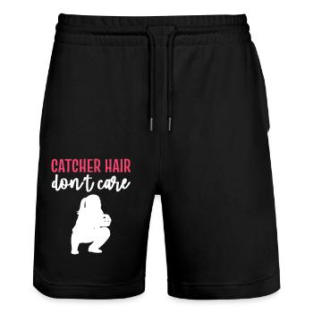 Softball Softball-Spieler - Stanley/Stella Unisex Bio Joggingshorts Trainer  - Schwarz - Vorne - Nik (191cm) & Marisol (170cm)