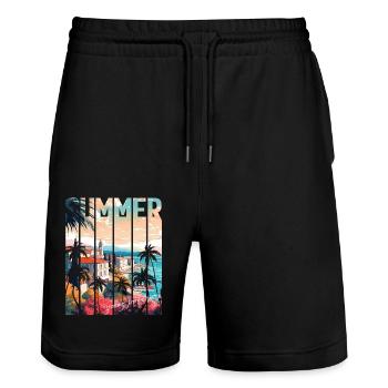 Kroatien Kroatien Kroatien Hrvatska Reisen Sommer opatija - Stanley/Stella Unisex Bio Joggingshorts Trainer  - Schwarz - Vorne - Nik (191cm) & Marisol (170cm)