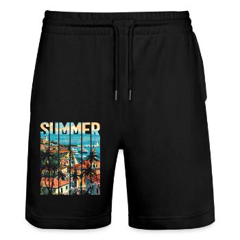 Kroatien Kroatien Kroatien Hrvatska Reisen Sommer opatija - Stanley/Stella Unisex Bio Joggingshorts Trainer  - Schwarz - Vorne - Nik (191cm) & Marisol (170cm)