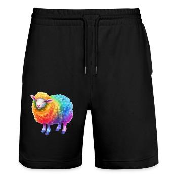 Regenbogenschaf Farmtier für Tierliebhaber - Stanley/Stella Unisex Bio Joggingshorts Trainer  - Schwarz - Vorne - Nik (191cm) & Marisol (170cm)
