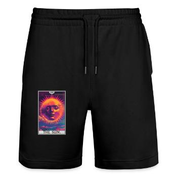 Tarotkarten Tarotkarte The Sun Die Sonne - Stanley/Stella Unisex Bio Joggingshorts Trainer  - Schwarz - Vorne - Nik (191cm) & Marisol (170cm)