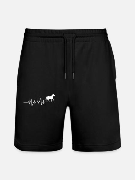 I like horses heartbeat - Stanley/Stella Trainer Unisex Organic Jogging Shorts - black
