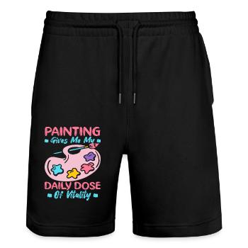 Artist Painter Graphic Painting My Daily Dose Art - Stanley/Stella Trainer Unisex Organic Jogging Shorts - black - Front - Nik (191cm) & Marisol (170cm)