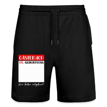 15th Birthday Girl 15 Years Boy Gift - Stanley/Stella Trainer Unisex Organic Jogging Shorts - black - Front - Nik (191cm) & Marisol (170cm)