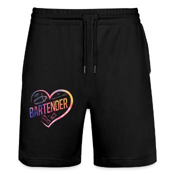 Barman Mixologue Cœur - Short de jogging bio TRAINER Stanley/Stella unisexe - noir - Devant - Nik (191cm) & Marisol (170cm)