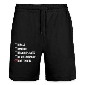 Bartender Mixologist Single - Stanley/Stella Unisex Bio Joggingshorts Trainer  - Schwarz - Vorne - Nik (191cm) & Marisol (170cm)