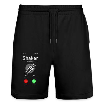 Barman Mixologue Affichage du téléphone - Short de jogging bio TRAINER Stanley/Stella unisexe - noir - Devant - Nik (191cm) & Marisol (170cm)
