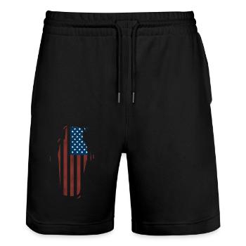 Bartender Mixologist American Flag - Stanley/Stella Trainer Unisex Organic Jogging Shorts - black - Front - Nik (191cm) & Marisol (170cm)