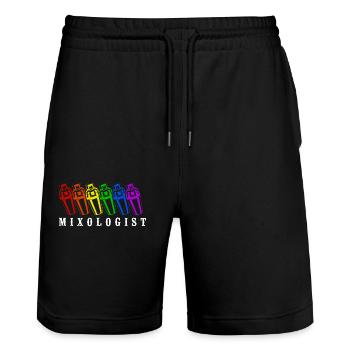 Bartender Mixologist Rainbow - Stanley/Stella Unisex Bio Joggingshorts Trainer  - Schwarz - Vorne - Nik (191cm) & Marisol (170cm)