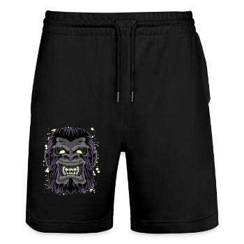 Tête de gorille fou drôle Gorille singe singe graphique - Short de jogging bio TRAINER Stanley/Stella unisexe - noir - Devant - Nik (191cm) & Marisol (170cm)