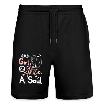 A girl a akita a soul - Stanley/Stella Unisex Bio Joggingshorts Trainer  - Schwarz - Vorne - Nik (191cm) & Marisol (170cm)