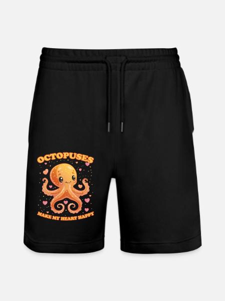 Funny Octopus Cephalopod Squid Gift - Stanley/Stella Trainer Unisex Organic Jogging Shorts - black