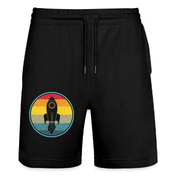 Rocket Science Physics Retro Vintage - Stanley/Stella Unisex Bio Joggingshorts Trainer  - Schwarz - Vorne - Nik (191cm) & Marisol (170cm)