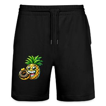 Drôle Ananas Donut Dessin Animé Fruité Sucré Desig - Short de jogging bio TRAINER Stanley/Stella unisexe - noir - Devant - Nik (191cm) & Marisol (170cm)