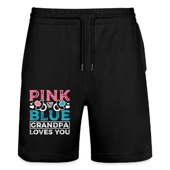 Pink or blue grandpa loves you - Stanley/Stella Unisex Bio Joggingshorts Trainer  - Schwarz - Vorne - Nik (191cm) & Marisol (170cm)