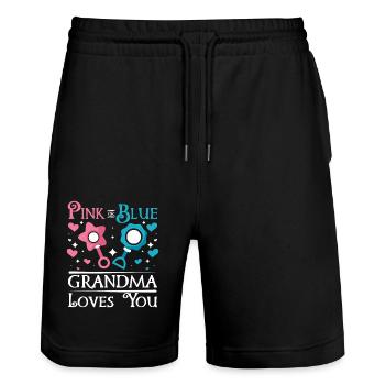 Pink or blue grandma loves you - Stanley/Stella Unisex Bio Joggingshorts Trainer  - Schwarz - Vorne - Nik (191cm) & Marisol (170cm)