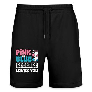 Pink or blue brother loves you - Stanley/Stella Unisex Bio Joggingshorts Trainer  - Schwarz - Vorne - Nik (191cm) & Marisol (170cm)