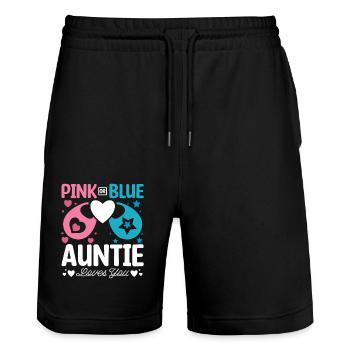 Pink or blue auntie loves you - Stanley/Stella Unisex Bio Joggingshorts Trainer  - Schwarz - Vorne - Nik (191cm) & Marisol (170cm)
