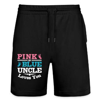 Pink or blue uncle loves you - Stanley/Stella Unisex Bio Joggingshorts Trainer  - Schwarz - Vorne - Nik (191cm) & Marisol (170cm)