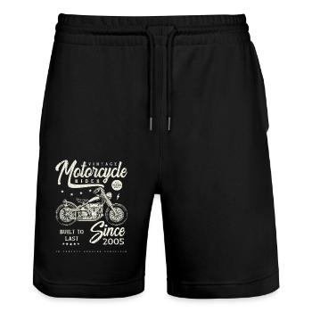 Vintage Motorcycle Bikers Motorbike Birthday 2005 - Stanley/Stella Trainer Unisex Organic Jogging Shorts - black - Front - Nik (191cm) & Marisol (170cm)