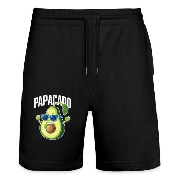 Papacado Spaß Avocado Cartoon Charakter - Stanley/Stella Unisex Bio Joggingshorts Trainer  - Schwarz - Vorne - Nik (191cm) & Marisol (170cm)