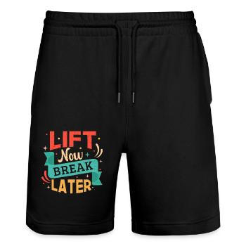 Fitness Motivation Bodybuilder Lift Now Break - Stanley/Stella Unisex Bio Joggingshorts Trainer  - Schwarz - Vorne - Nik (191cm) & Marisol (170cm)