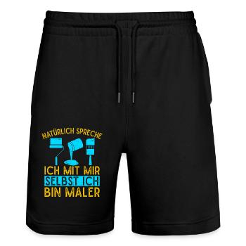 Malermeister Spreche Mit mir Selbst Maler Idee - Stanley/Stella Unisex Bio Joggingshorts Trainer  - Schwarz - Vorne - Nik (191cm) & Marisol (170cm)