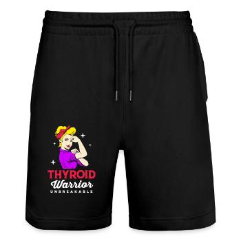 Thyroid cancer - Stanley/Stella Trainer Unisex Organic Jogging Shorts - black - Front - Nik (191cm) & Marisol (170cm)