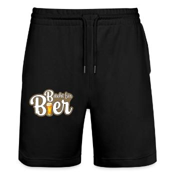 B steht für Bier - Stanley/Stella Unisex Bio Joggingshorts Trainer  - Schwarz - Vorne - Nik (191cm) & Marisol (170cm)