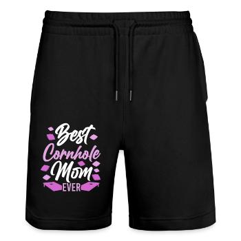 Cornhole Team Bean Bag Player - Stanley/Stella Unisex Bio Joggingshorts Trainer  - Schwarz - Vorne - Nik (191cm) & Marisol (170cm)