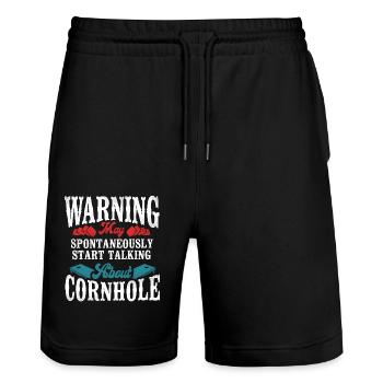 Cornhole Team Bean Bag Player - Stanley/Stella Unisex Bio Joggingshorts Trainer  - Schwarz - Vorne - Nik (191cm) & Marisol (170cm)