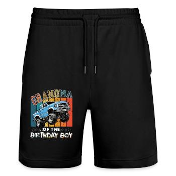 Grandma of the Birthday Boy Monster Truck Party - Stanley/Stella Trainer Unisex Organic Jogging Shorts - black - Front - Nik (191cm) & Marisol (170cm)