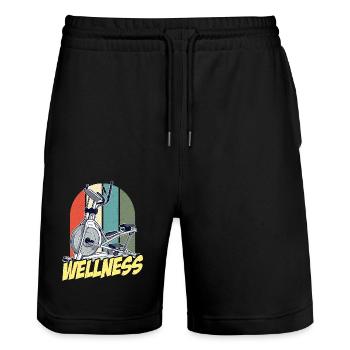 Health Coach Wellness Retro Workout Health Coaches - Stanley/Stella Trainer Unisex Organic Jogging Shorts - black - Front - Nik (191cm) & Marisol (170cm)