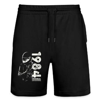 40. Geburtstag Jahrgang 1984 Motorradfahrer Biker - Stanley/Stella Unisex Bio Joggingshorts Trainer  - Schwarz - Vorne - Nik (191cm) & Marisol (170cm)