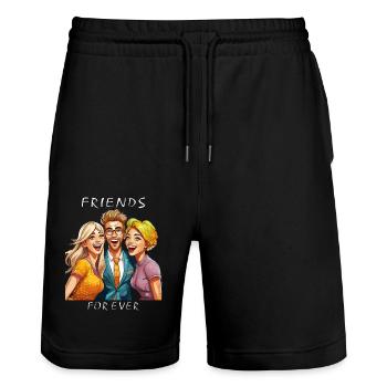 DES AMIS POUR TOUJOURS - Short de jogging bio TRAINER Stanley/Stella unisexe - noir - Devant - Nik (191cm) & Marisol (170cm)