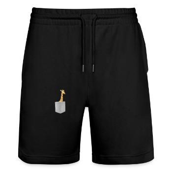 Pocket Giraffe T-Shirt - Funny Tall Animal Giraffe - Stanley/Stella Trainer Unisex Organic Jogging Shorts - black - Front - Nik (191cm) & Marisol (170cm)
