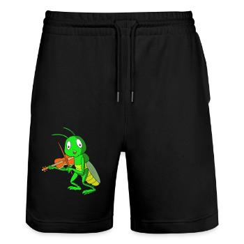 Grasshopper grasshopper - Stanley/Stella Trainer Unisex Organic Jogging Shorts - black - Front - Nik (191cm) & Marisol (170cm)