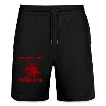 How to solve problems - Funny Halloween saying - Stanley/Stella Trainer Unisex Organic Jogging Shorts - black - Front - Nik (191cm) & Marisol (170cm)