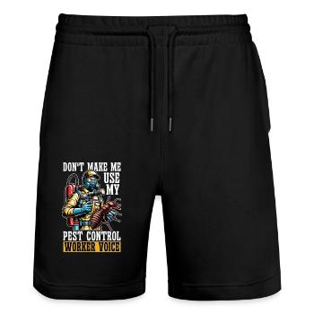 Pest Control Don't Make Me Use My Insect Solutions - Stanley/Stella Unisex Bio Joggingshorts Trainer  - Schwarz - Vorne - Nik (191cm) & Marisol (170cm)