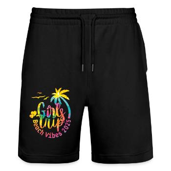 Weekend Girls Trip Beach Vibes 2025 - Stanley/Stella Trainer Unisex Organic Jogging Shorts - black - Front - Nik (191cm) & Marisol (170cm)
