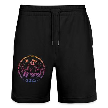 Friends Beach Laughing Girls Trip 2025 - Stanley/Stella Trainer Unisex Organic Jogging Shorts - black - Front - Nik (191cm) & Marisol (170cm)