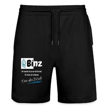 Binz für mich der schönste Ort der Welt- Rügen - Stanley/Stella Unisex Bio Joggingshorts Trainer  - Schwarz - Vorne - Nik (191cm) & Marisol (170cm)
