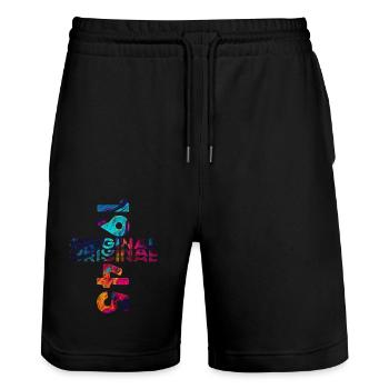80th Birthday Year 1945 Vintage 1945 Original - Stanley/Stella Trainer Unisex Organic Jogging Shorts - black - Front - Nik (191cm) & Marisol (170cm)