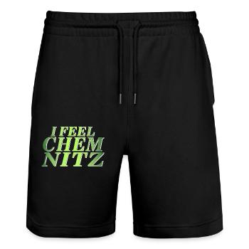 I FEEL CHEMNITZ - Stanley/Stella Trainer Unisex Organic Jogging Shorts - black - Front - Nik (191cm) & Marisol (170cm)
